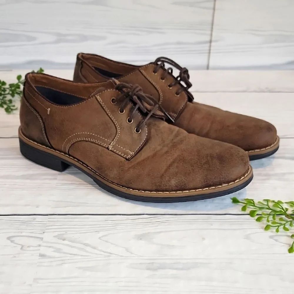 Robert David Davenport Mens Brown Faux Suede Oxfords Casual Shoes Size 9.5